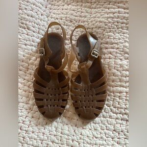 Plasticana Womens Hemp Plastic Tan Sandals - good pre-owned condition, AS IS